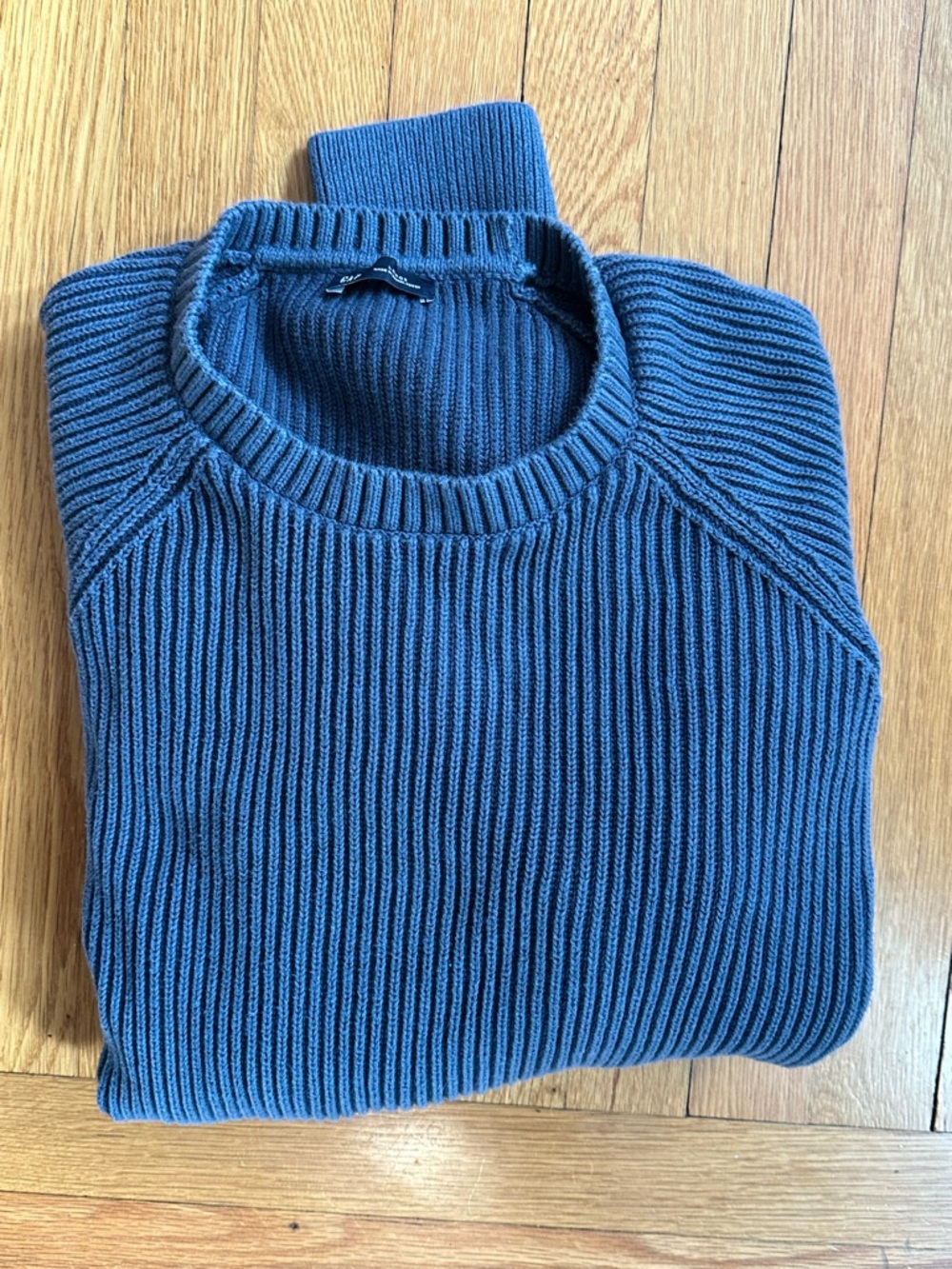 Ribbed Crewneck Chunky Cotton Nautical Fisherman’s Sweater Preppy Coastal